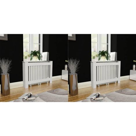 vidaXL Radiator Covers 2 pcs White 112 cm Engineered Wood