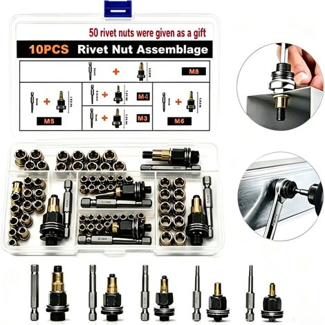 Kit d'outils amélioré pour écrous à sertir en acier au carbone (M3, M4, M5, M6, M8) (1/5)