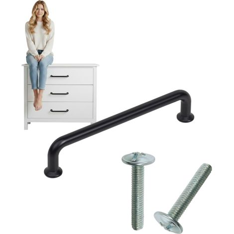 Tirador para muebles tipo loft 160 negro mate elegante moderno AKS (1/5)