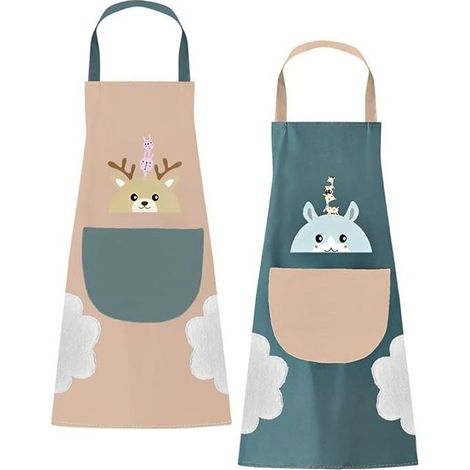 Lot de 2 tabliers de cuisine imperméables pour femmes Idéal pour la cuisine, les restaurants et les cafés, style féminin (1/5)