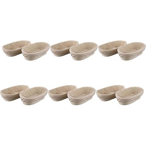 12 pièces 25cm 10 pouce corbeille pain Rattan panier fermentation doublure rond ovale plateau fruits pâte récipient (1/4)