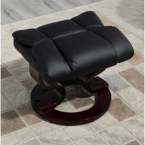 Fauteuil relax pivotant avec repose-pieds, inclinable jusqu'à 145°, simili cuir noir, OKWISH (1/5)