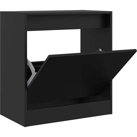 Maison Exclusive - Zapatero de madera de ingeniería negro 60x34x6