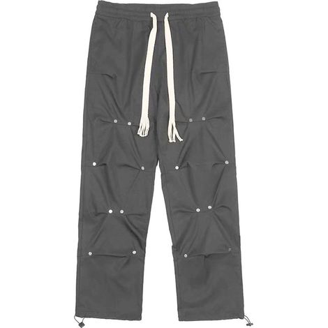Pantalon Cargo - Taille Haute - Ceinture À Cordon - Poches Multiples - Gris - 2XL (1/5)