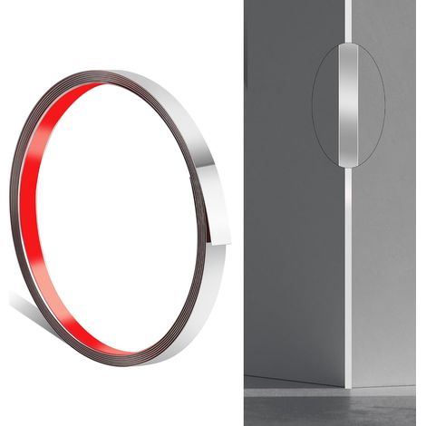 300cm×1cm Moulure Murale en Acier Inoxydable, à Décoller et à Coller, Garniture Métallique Autocollante Flexible Pour Cheminées, Cadres de Miroir, Murs, Plafonds, Sols, Carrelages (Argent) (1/5)