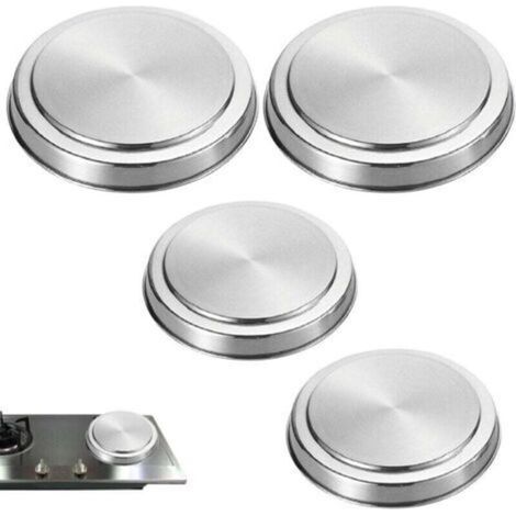 4 Pièces Couvercles de Brûleur - Acier Inoxydable - 17 cm et 21 cm - Pour Plaques de Cuisinière - Protection et Espace de Travail Supplémentaire (1/3)