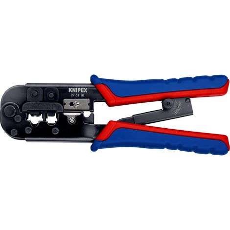 KNIPEX 97 51 10 Pince à sertir pour fiches Western avec poignées multimatières brunie 190 mm