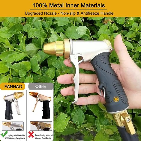 BEBUSINGOTO Pistola de agua con boquilla de latón, resistente, alta presión, ajustable de chorro a chorro, para lavado de autos y mascotas. (1/5)