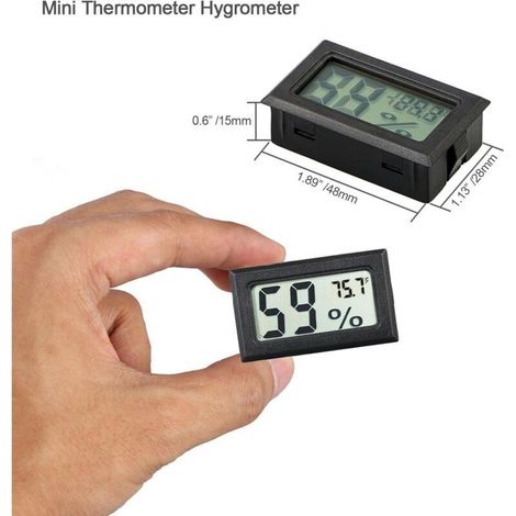 Lot de 4 mini-hygromètres numériques avec écran LCD, température et humidité (°F) pour aquarium, serre, jardin, cave, réfrigérateur et placard
