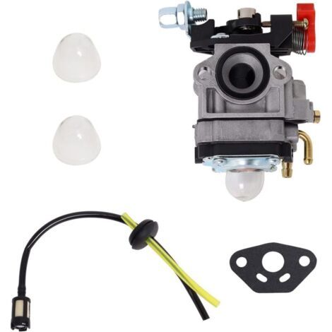 Carburatore compatibile con decespugliatori e tosaerba Walbro tipo WYJ da 26cc-33cc con distanziale per pompa primaria e tubo flessibile del carburante di Poweka