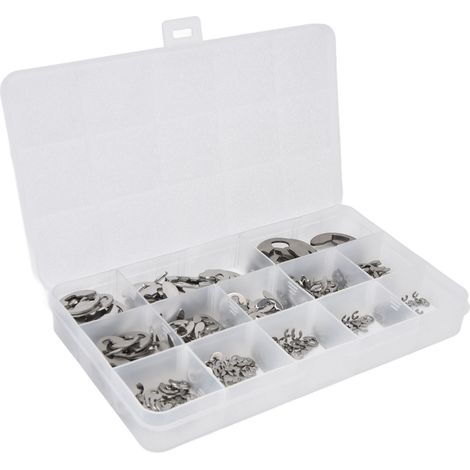 Packung mit 400 E-Clip-Sicherungsringen aus Edelstahl 604, Sortiment für Lager (1/5)