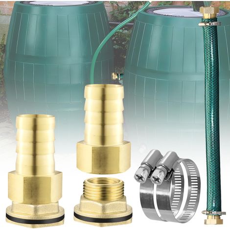 Kit de Raccordement pour Citerne de Pluie 3/4" - Avec 2 Raccords en Laiton, Tuyau de 100 cm et 2 Colliers de Serrage (1/5)