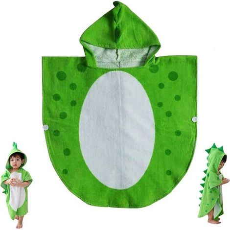 Serviette de bain pour enfants Peignoir pour bébé Motif dinosaure en coton Peignoir pour enfants Poncho à capuche pour la plage et (1/5)