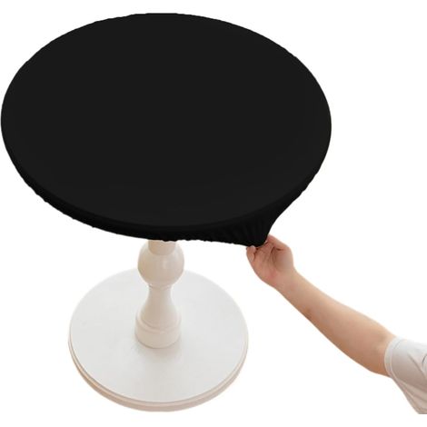 Tovaglia rotonda in similpelle PU impermeabile con bordo elasticizzato, lavabile, adatta per esterni, patio, cucina e sala da pranzo, 58 cm, nera. (1/5)