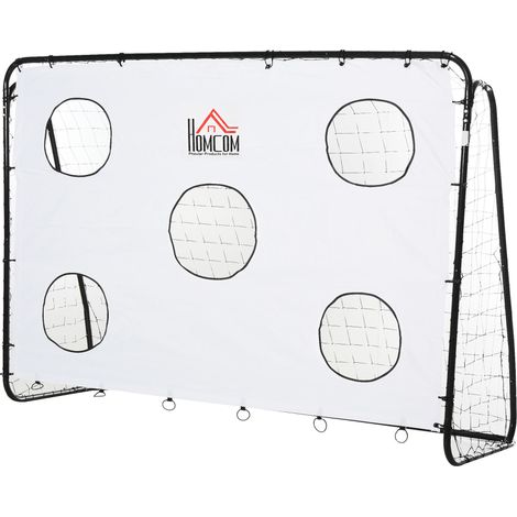 But de football 2 en 1 avec cible de tir, cage de foot exterieur avec 5 cible pour entraînement, 240 x 88 x 174 cm blanc (1/5)
