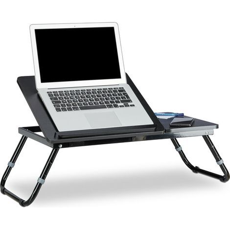 Table d'ordinateur portable pliable Noir Plateau de lit HxlxP: 40 x 75 x 35 cm hauteur réglable pliants, noir (1/5)