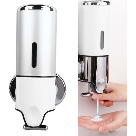 Distributeur de gel douche mural manuel à bouton-poussoir pour salles de bains d'hôtel et distributeurs de savon pour les mains (1/5)