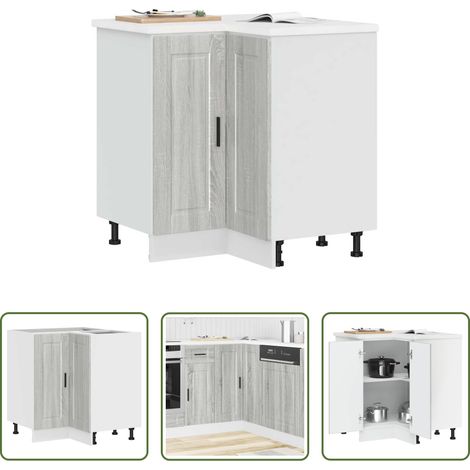 Holzwerkstoff - Küchen-Eckunterschrank Porto Grau Sonoma Holzwerkstoff (1/5)