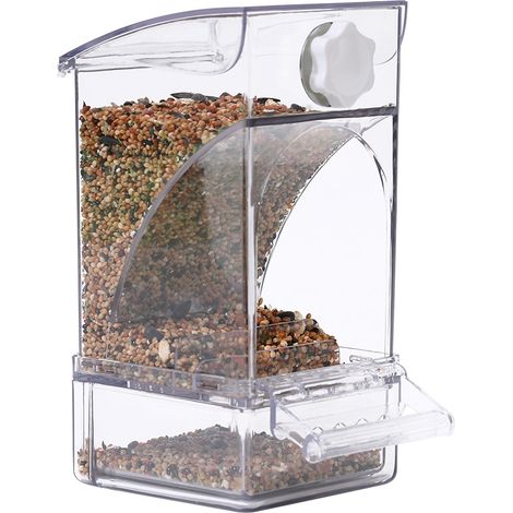 Accessoires pour cage à oiseaux : distributeur automatique de nourriture pour perruches, canaris, calopsittes et pinsons, résistant aux éclaboussures.