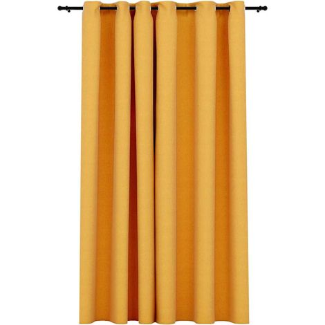Tenda Oscurante Effetto Lino con Occhielli Gialla 290x245 cm DAS801077 (1/5)