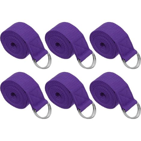 6Pcs Sangle De Yoga Pour Étirement 8 Pieds Ajustable Violet Foncé (1/5)