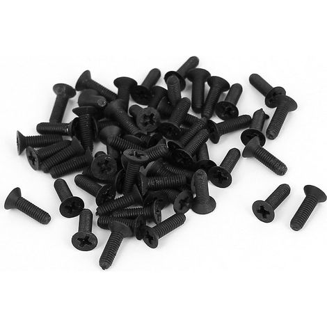 Vis à métaux tête fraisée Phillips M3x10 mm en nylon noir (lot de 50) - Sourcer Map