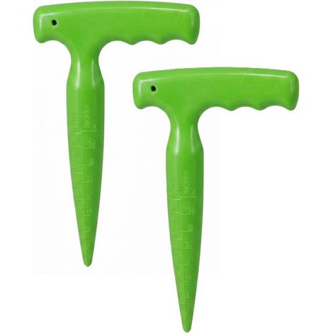 Planteur de graines - lot de 2 - bâtonnet de plantation avec poignée - vert - PP - 11 x 18 cm (1/3)