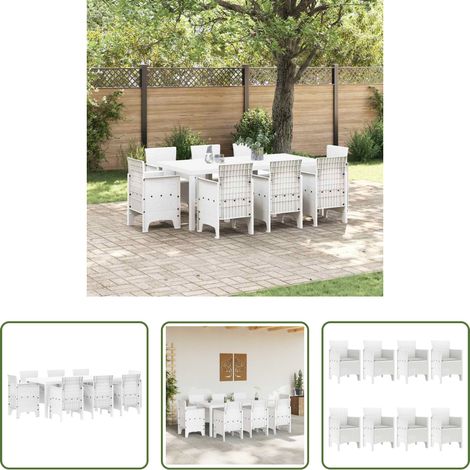 Garten Tisch - Garten Essgruppe 9 pcs Weiß Polypropylen (1/5)
