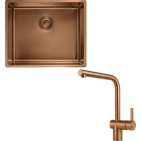 Pack cuve Mythos MasterPiece inox 540 x 450 x 200 mm + mitigeur Atlas Néo cuivre - Franke (1/5)