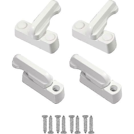 Verrous de sécurité, verrous de fenêtre blancs) - lot de 4, limiteur de rotation de fenêtre avec vis (1/3)