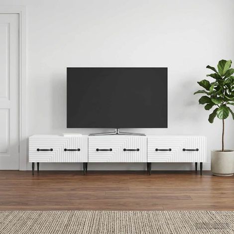 TV-Schränk mit Schubladen Weiß 147 x 34,5 x 30 cm Holzwerkstoff (1/5)