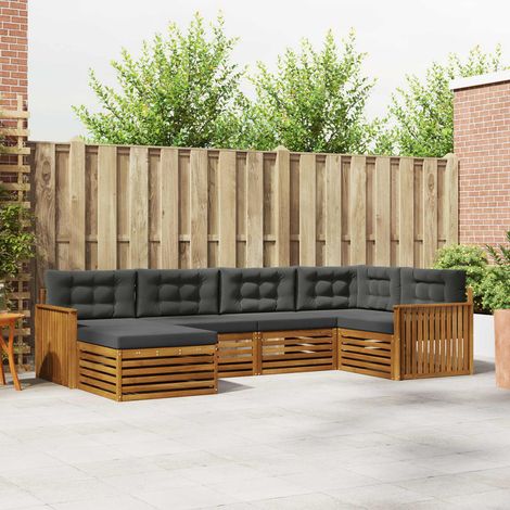 vidaXL Outdoor-Sofagarnitur mit Kissen 6 pcs Natur und Anthrazit (1/5)