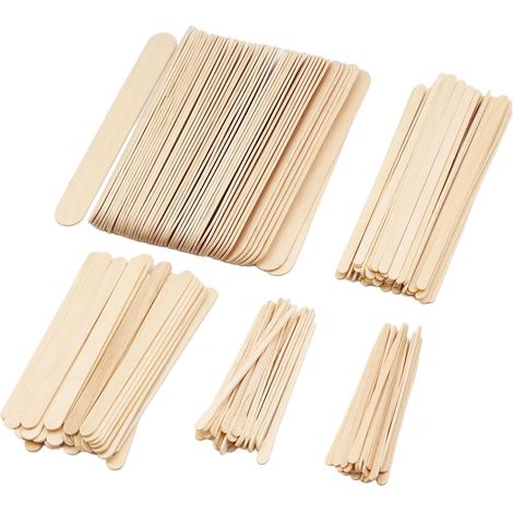 250 Pieces Wooden Waxing Spatula, Wooden Wax Stick, Disposable Waxing Spatula, Waxing Spatula for Face, Body, Lips, 5 Sizes (1/5)