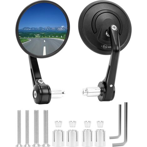 Motorrad Lenkerendenspiegel rund E-geprüft 360° drehbar Aluminiumlegierung (1/5)