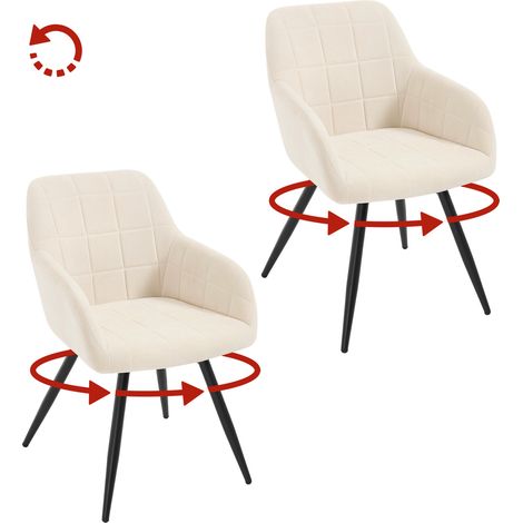 Lot de 2 Chaises Pivotante Salle à Manger WOLTU, Fauteuil Salle à Manger en Velours, Pieds en Métal, Beige (1/5)