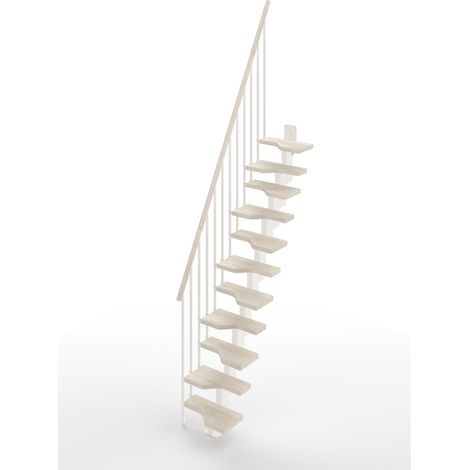 Misterstep – Escalier droit 11 marches – Largeur 61 cm – Rampe avec colonnes verticales – Main courante en bois blanc 84 (1/4)