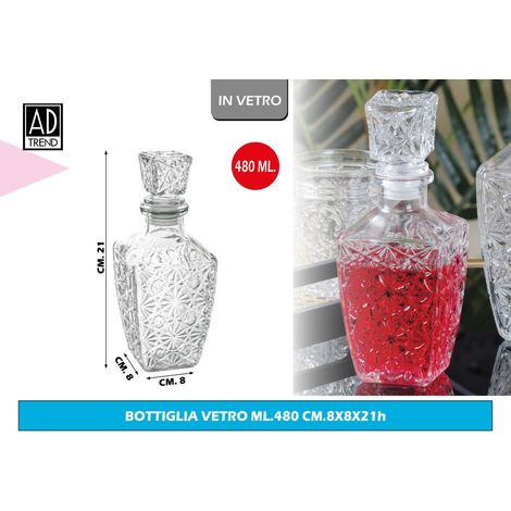 Ad Trend Bottiglia in Vetro 480 Ml 8 x 8 Cm H 21 Cm