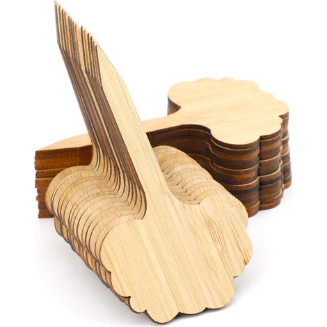 60pcs étiquettes de plantes en bambou étiquettes de plantes en bois de type T écologiques (3,9 x 2,4 pouces) (1/5)