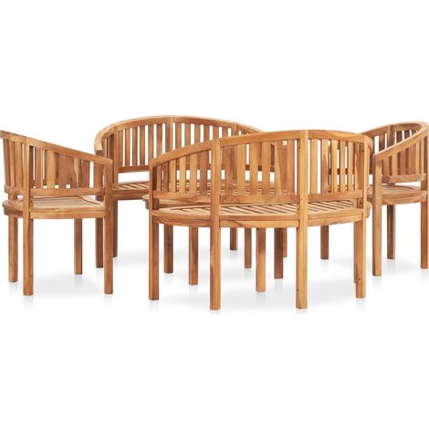 Mobili da giardino mobili da esterno Set di mobili da 5 pezzi in legno massello di teak a forma di banana