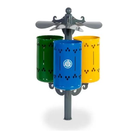 Cestino Eco-Tris Pigalle 204 Giochipark acciaio zincato 3x35lt Ø74x52h - Da interrare