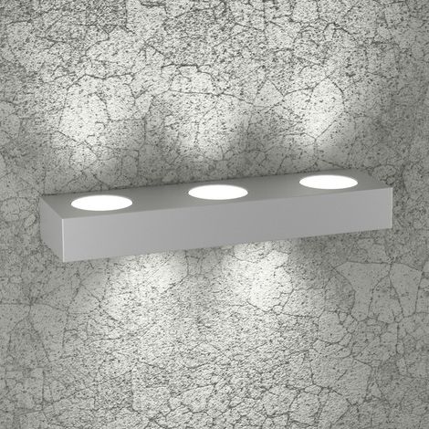 Applique moderna top light beaside 1190 a5 gx53 led metallo biemissione lampada parete, finitura metallo grigio