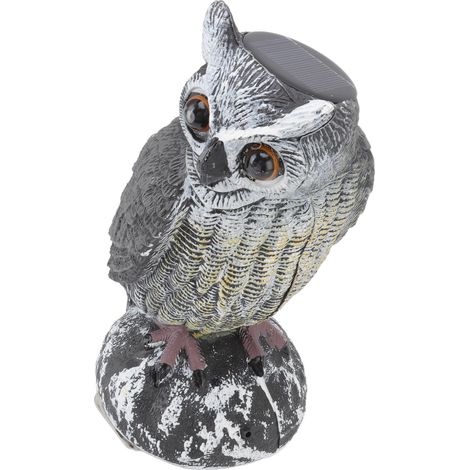Hibou Solaire avec Yeux Lumineux, Effaroucheur d'Oiseaux Étanche pour Jardin et Terrasse (1/5)