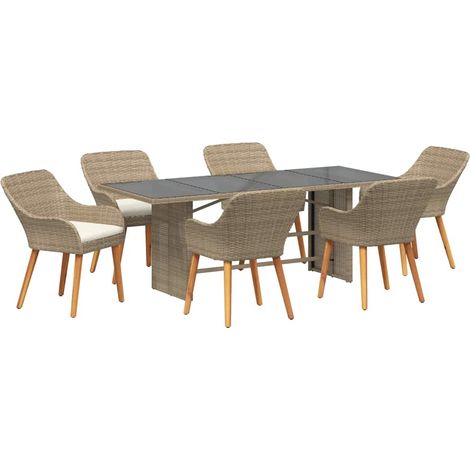 Maison Exclusive - Ensemble de salle à manger pour jardin 7 pcs Beige polyrotin (1/5)
