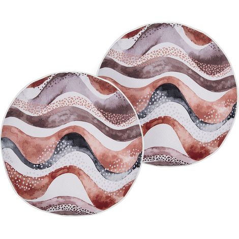 Lot de 2 Coussins Décoratifs de Jardin Marron à Motif Abstrait 40 x 40 cm Seborga
