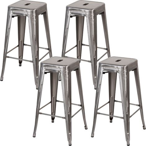 Pack 4 Taburetes Medios Industriales Apilables de Acero 43x43x76cm Thinia Home