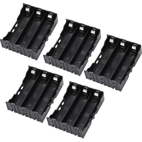 Boîtier porte-piles 6 broches en plastique noir (5 pièces) pour 3 batteries 18650 de 3,7 V (1/5)