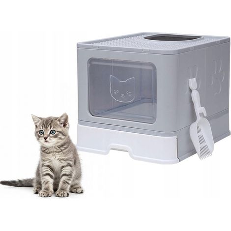 LETTIERA PER GATTI GRANDE, GRIGIA, CHIUSA E COPERTA, CON Cassetto E PALESTRA