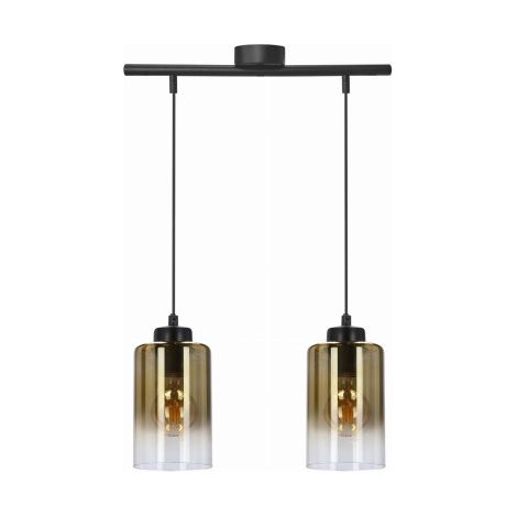 Suspension noire 2 verres ambrés 2xE27 Aspra Candellux