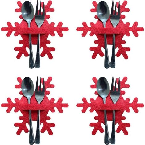 Porte-couverts flocons de neige de Noël - Ensemble de porte-ustensiles de table de Noël (1/5)