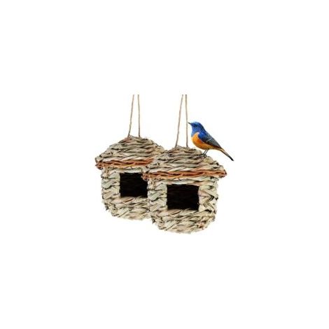 Nichoir à oiseaux tissé en herbe de roseau – Résistant à la sécheresse et à la moisissure – Pour colibris et mésanges – Installation facile (1/4)